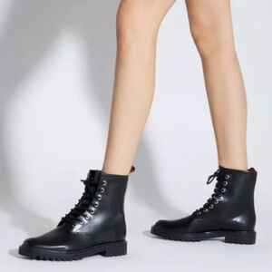 Schutz Harriet Black Women's Lace-Up Booties Boots